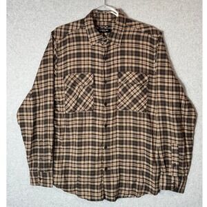 Kenneth Cole Flannel Shirt Mens Medium Plaid‎ Button Up Long Sleeve Slim Fit